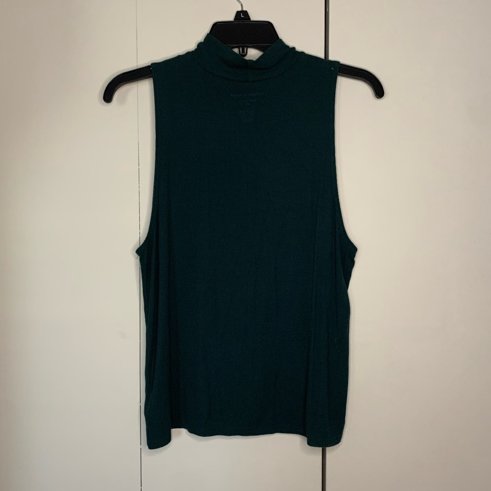 Forest Green Ribbed Mock Neck Tank Top